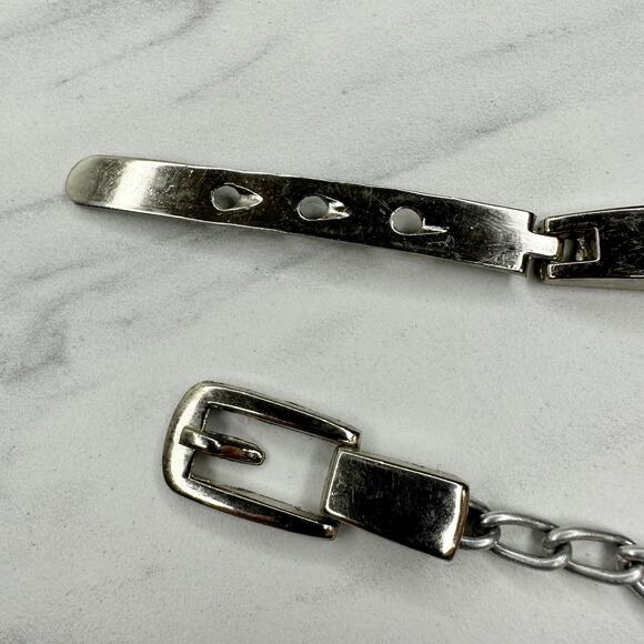 Silver Tone Metal Chain Link Belt Small Minimalist ✨ - Picture 4 of 11